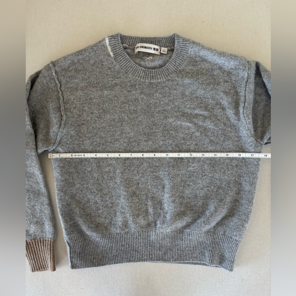 Uniqlo x Anya Hindmarch wool grey sweater 👁️ eye motif S small crew neck - Picture 5 of 10